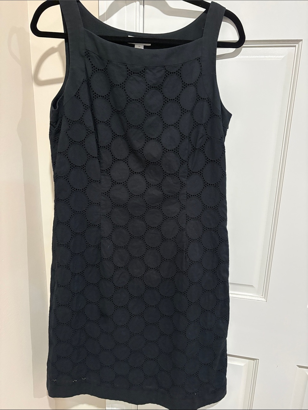 Charter Club Black Sleeveless Eyelet Midi Sheath Dress